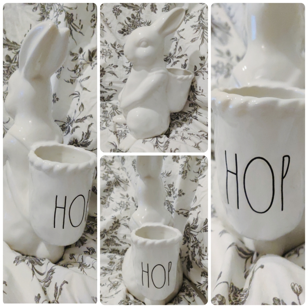 Rae Dunn Easter Bunny hop decor